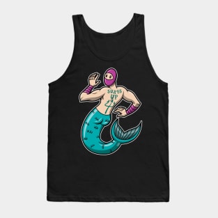 Mermaid Ninja - white boarder Tank Top